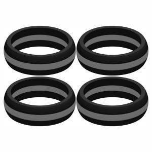 Four (4) of Thin Gray Line Silicone Rings