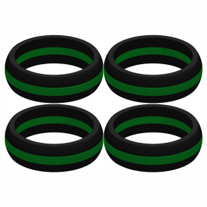 Four (4) of Thin Green Line Silicone Rings
