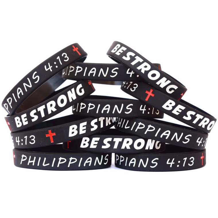 10 of Be Strong Philippians Phil 4:13 Wristbands