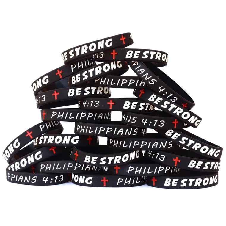 25 of Be Strong Philippians Phil 4:13 Wristbands