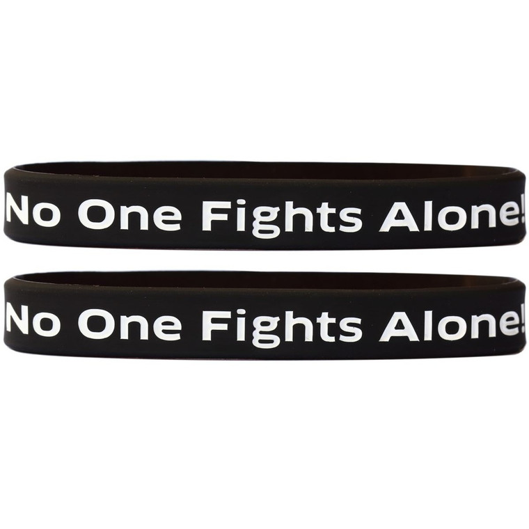 2 of Black No One Fights Alone Wristbands