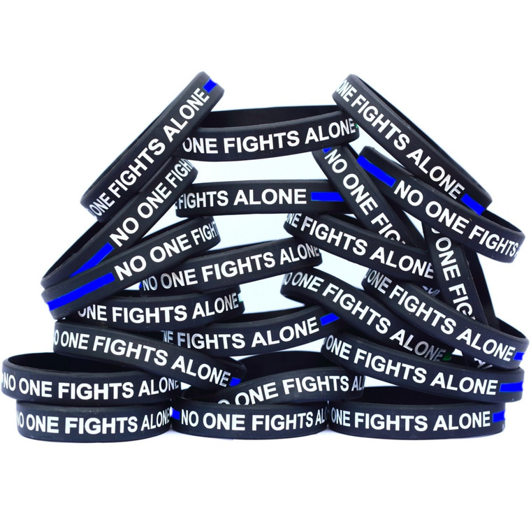 20 of Blue Line No One Fights Alone Wristbands
