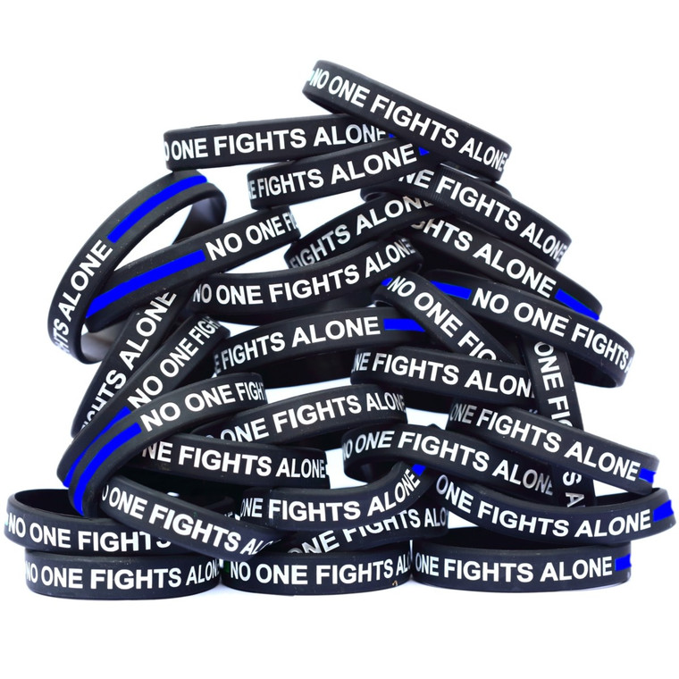 30 of Blue Line No One Fights Alone Wristbands