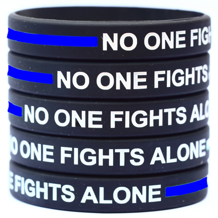 5 of Blue Line No One Fights Alone Wristbands