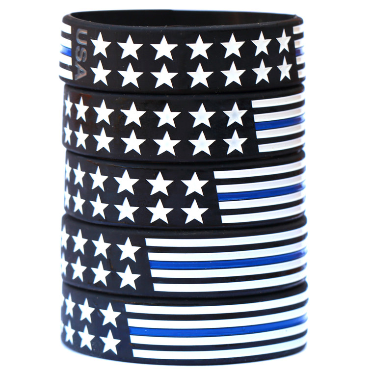 5 of Bold Flag Blue Line Wristbands