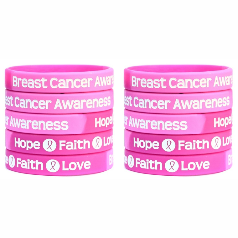 10 of Breast Cancer Awareness Wristbands