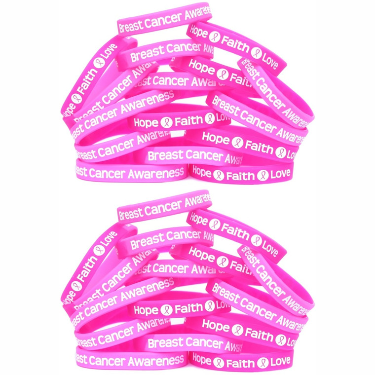 30 of Breast Cancer Awareness Wristbands