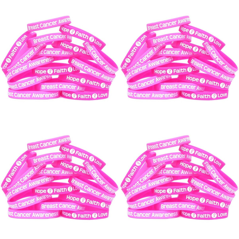 50 of Breast Cancer Awareness Wristbands