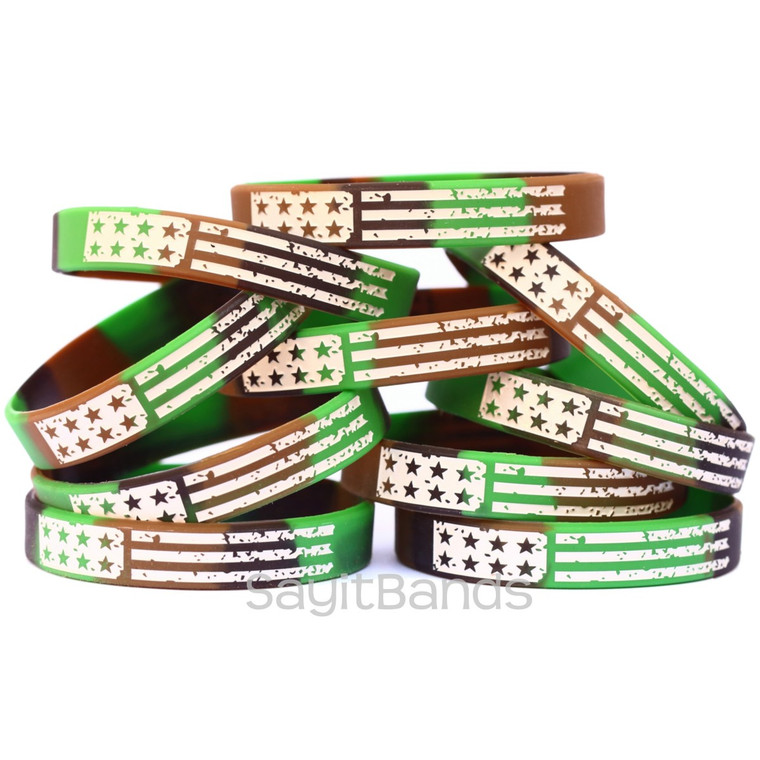 10 of Camo Flag Wristbands