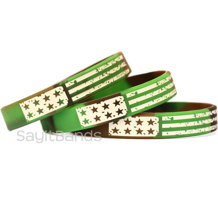3 of Camo Flag Wristbands
