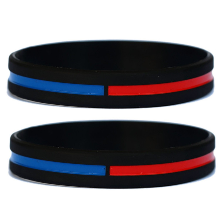 2 of Combined Red and Blue Line Wristbands