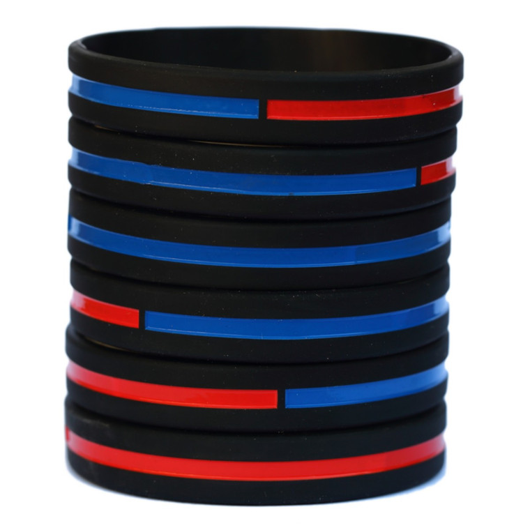 5 of Combined Red and Blue Line Wristbands