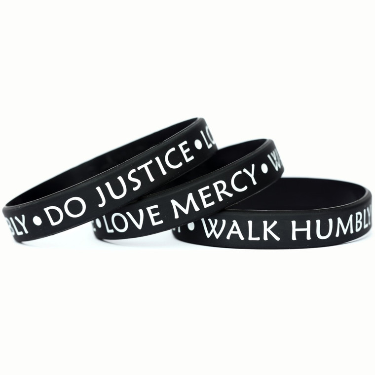 3 of Do Justice - Love Mercy - Walk Humbly Wristbands
