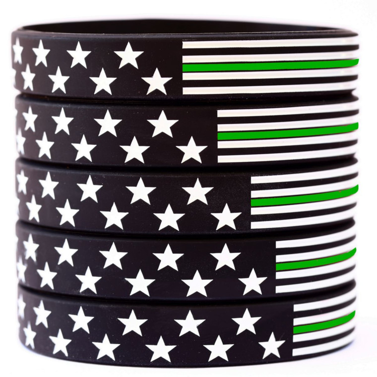 5 of Flag Thin Green Line Wristbands