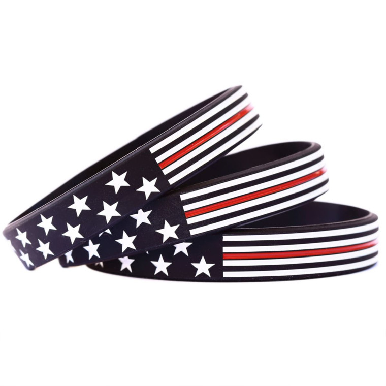 3 of Flag Thin Red Line Wristbands