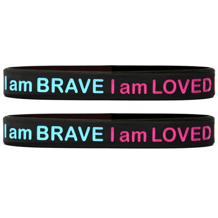 2 of I am Strong Brave Loved Enough Wristbands