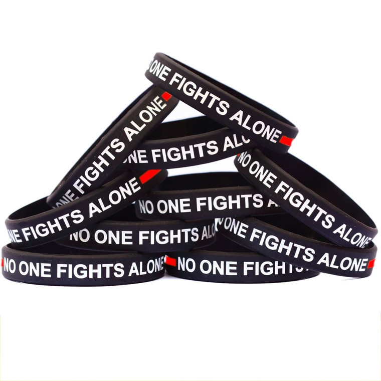 10 of No One Fights Alone Thin Red Line Wristbands