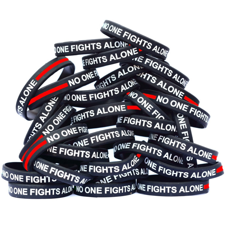 100 of No One Fights Alone Thin Red Line Wristbands