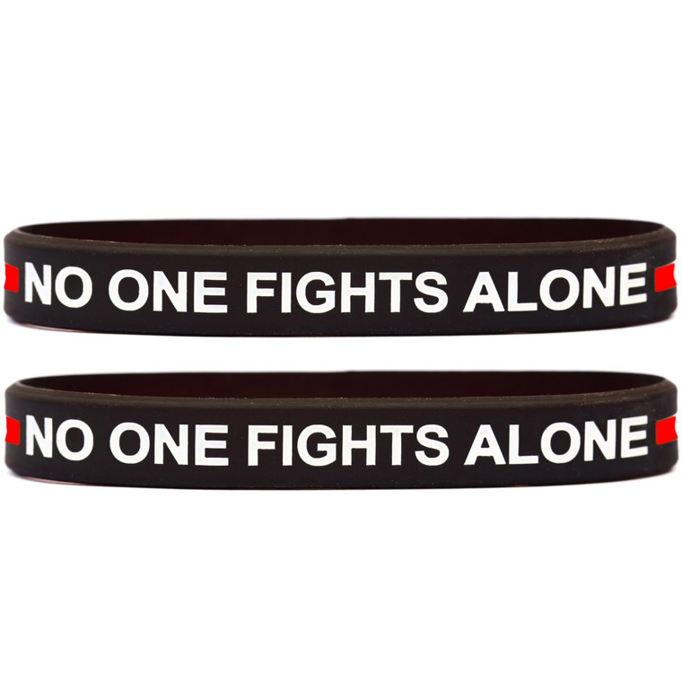 2 of No One Fights Alone Thin Red Line Wristbands
