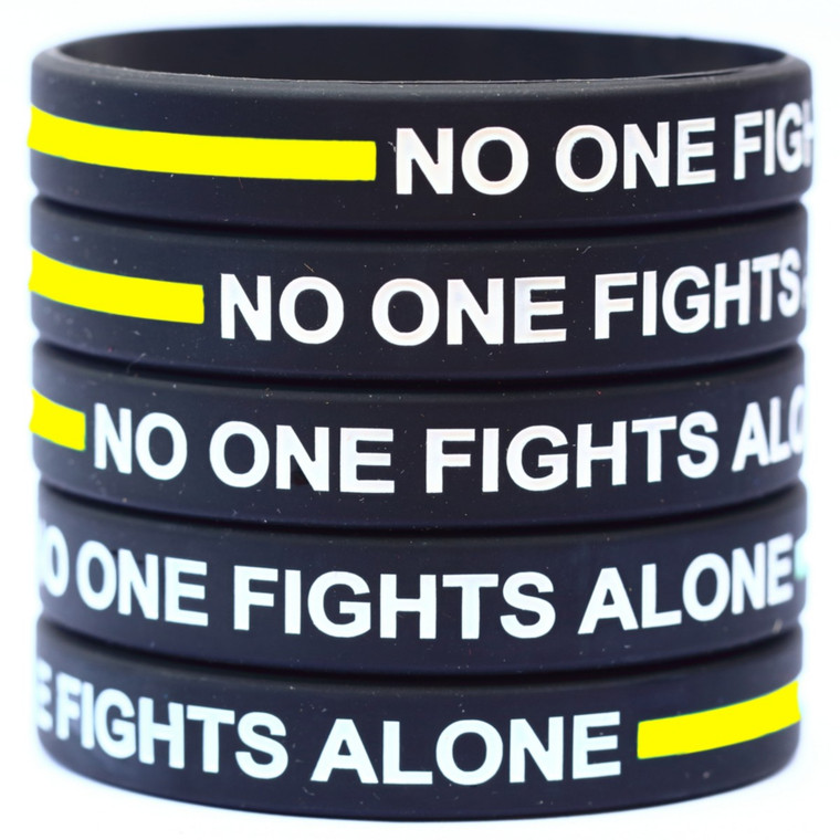 5 of No One Fights Alone Thin Yellow Line Wristbands