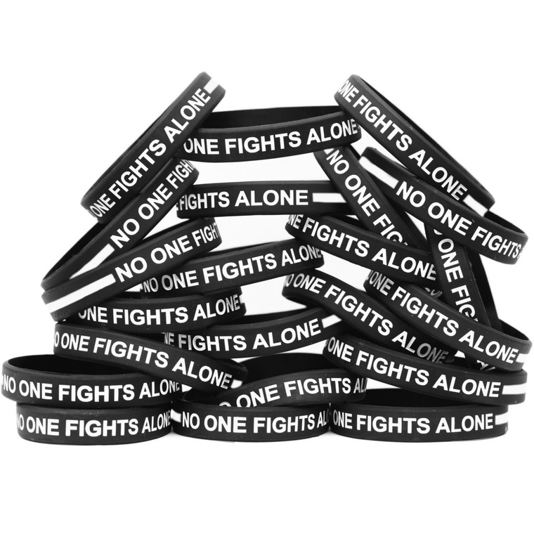 20 of No One Fights Alone White Line Wristbands