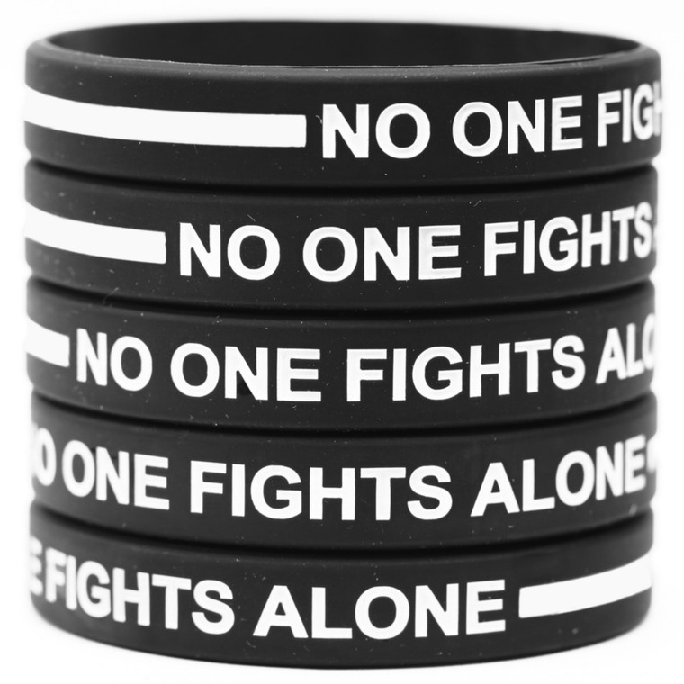5 of No One Fights Alone White Line Wristbands