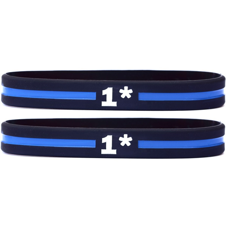 2 of One Asterisk Bracelets Thin Blue Line Wristbands