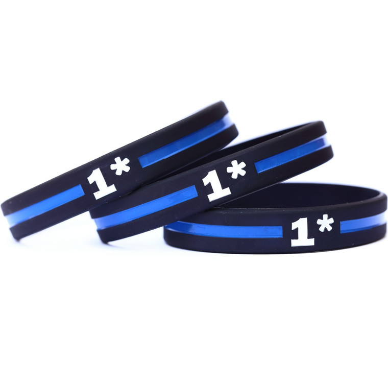 3 of One Asterisk Bracelets Thin Blue Line Wristbands