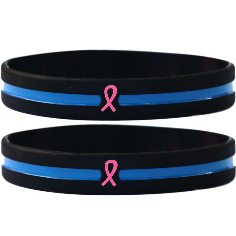 2 of Pink Ribbon Bracelets Thin Blue Line Wristbands
