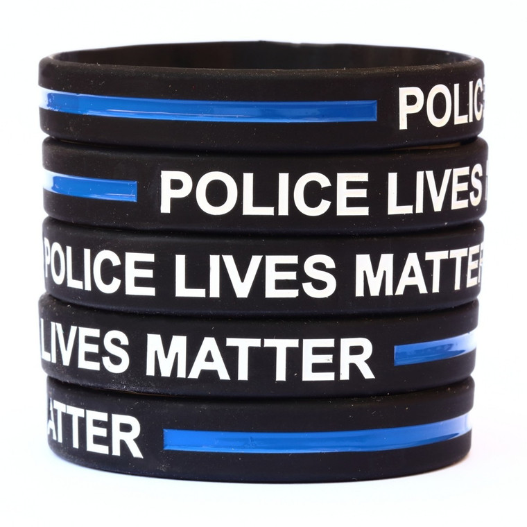 10 of Police Lives Matter Thin Blue Line Wristbands