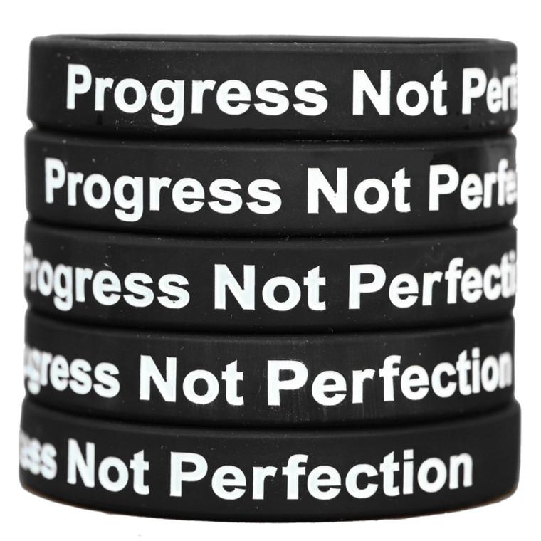 5 of Progress Not Perfection Wristbands