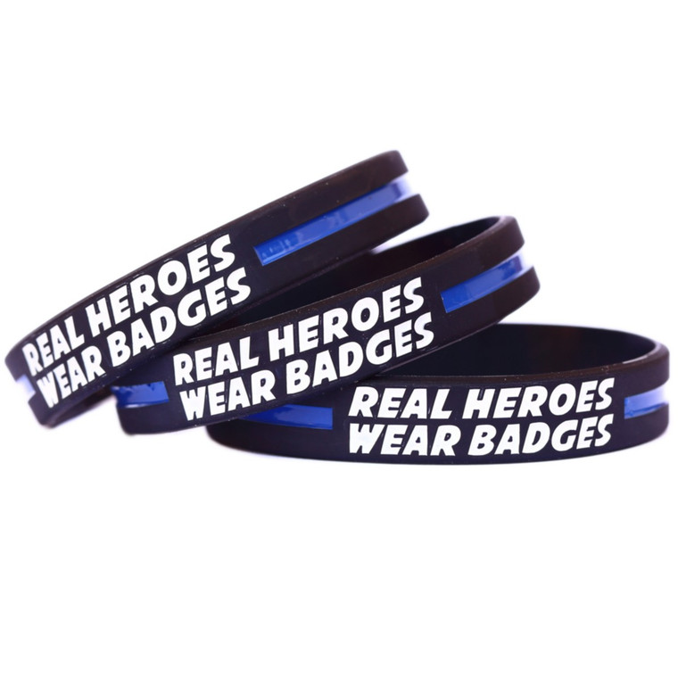 3 of Real Heroes Wear Badges Wristbands