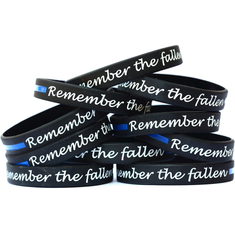 10 of Remember the Fallen Thin Blue Line Wristbands