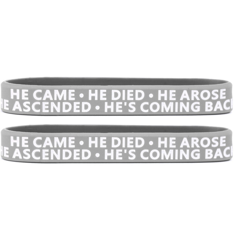2 of He Came He Died He Arose He's Coming Back Wristbands