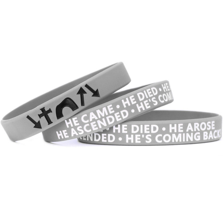 3 of He Came He Died He Arose He's Coming Back Wristbands