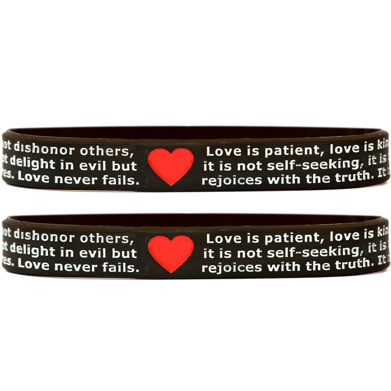 2 of Love is Patient Love is Kind 1 Corinthians 13:4-8 Wristbands