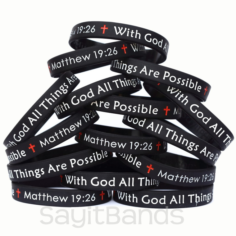 15 of With God All Things Are Possible Matthew 29:26 Wristbands