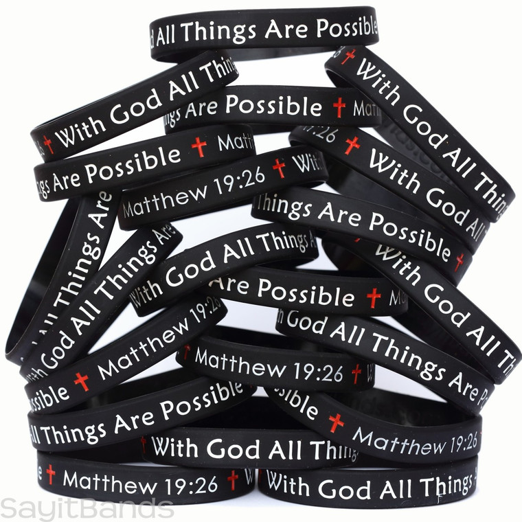20 of With God All Things Are Possible Matthew 29:26 Wristbands