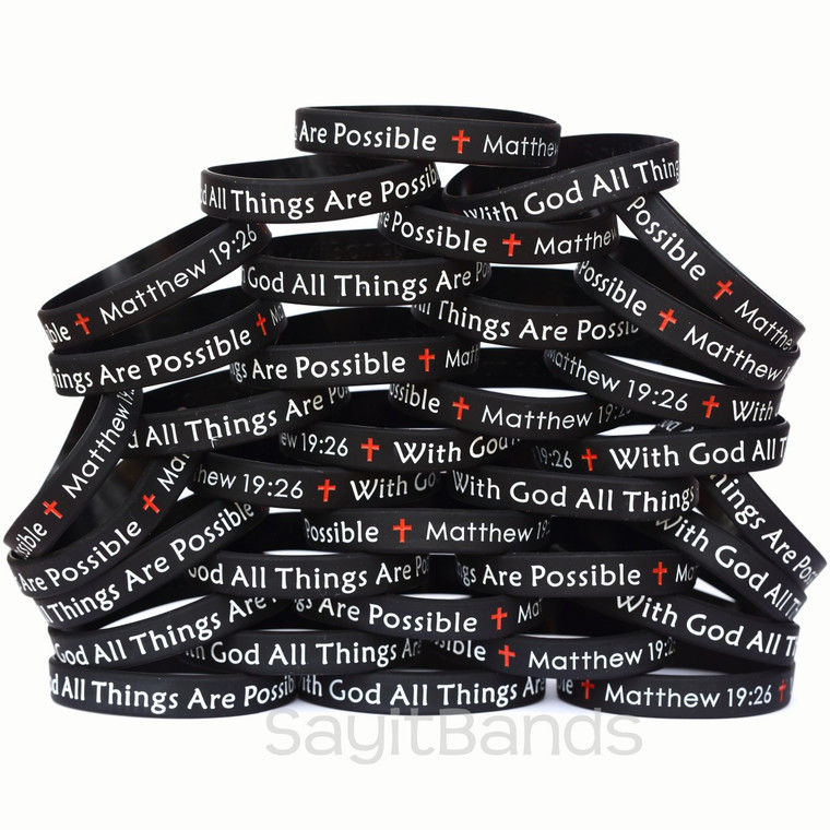 30 of With God All Things Are Possible Matthew 29:26 Wristbands