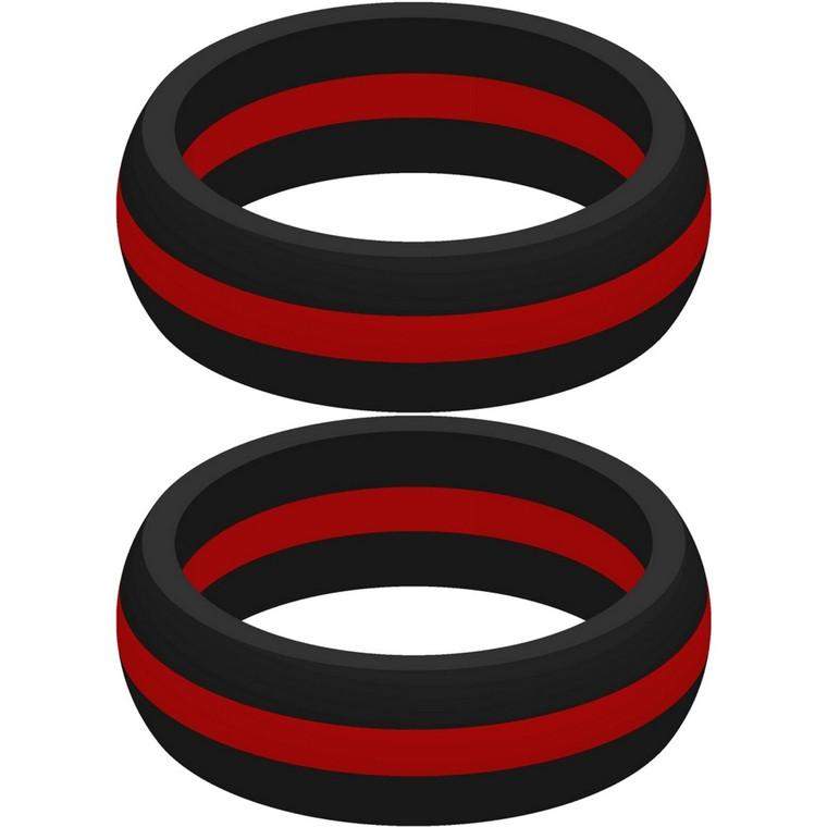 Two (2) of Thin Red Line Silicone Rings