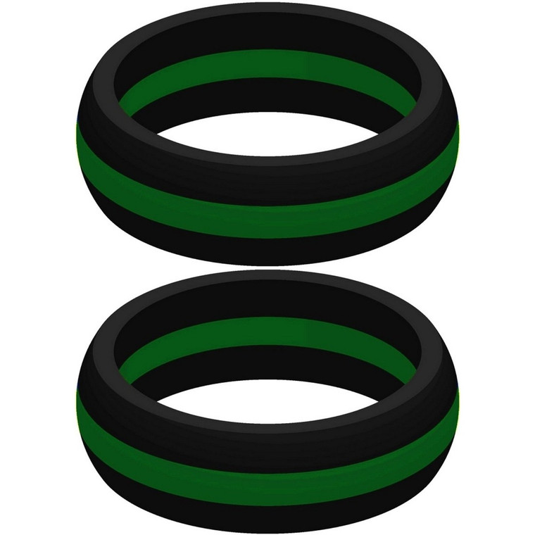 Two (2) of Thin Green Line Silicone Rings