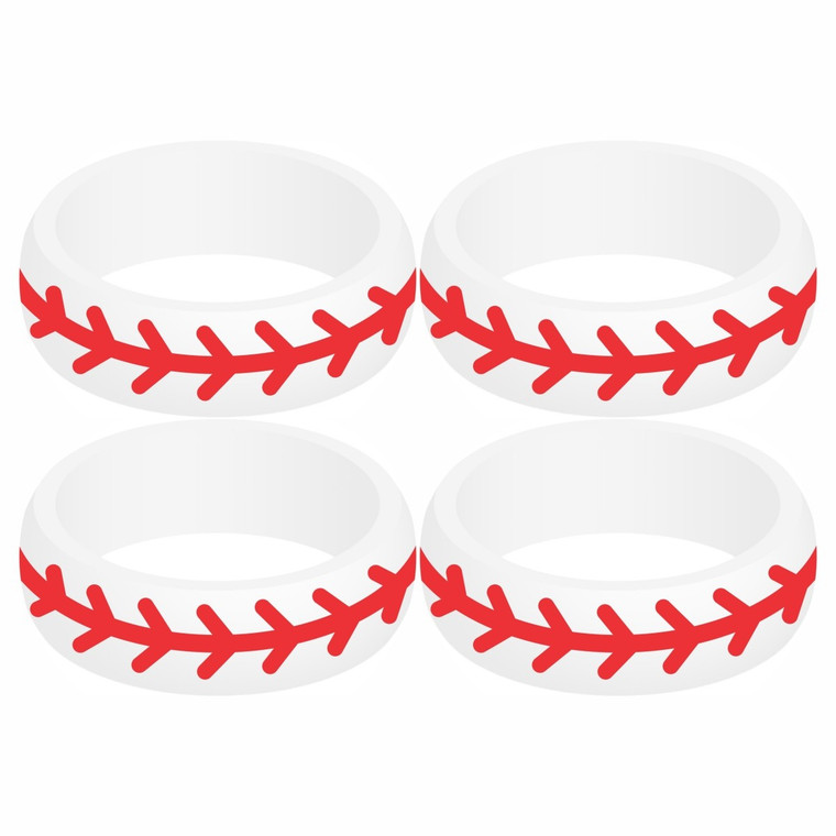 Four (4) of Baseball Silicone Rings