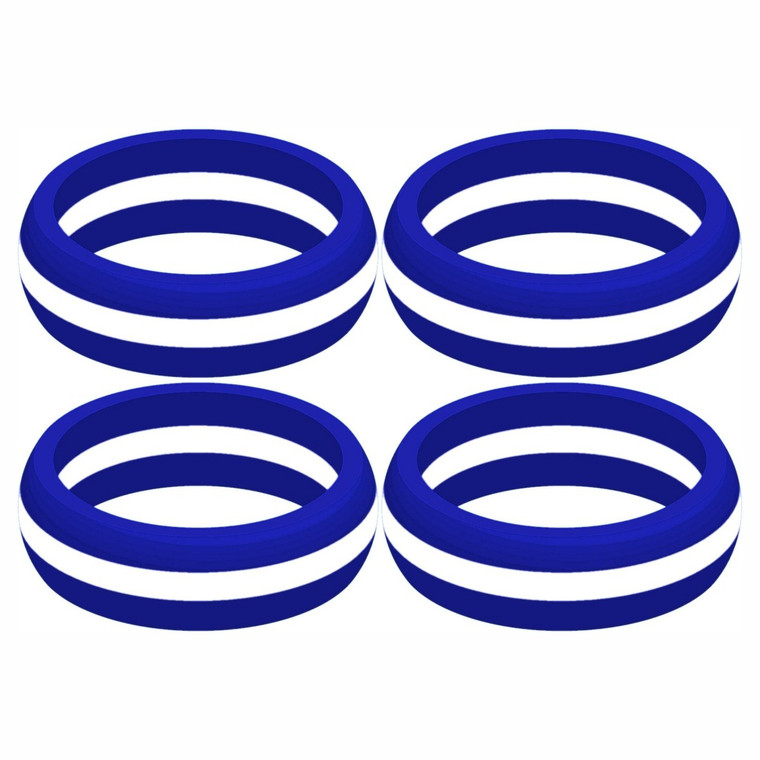 Four (4) of Thin White Line Silicone Rings