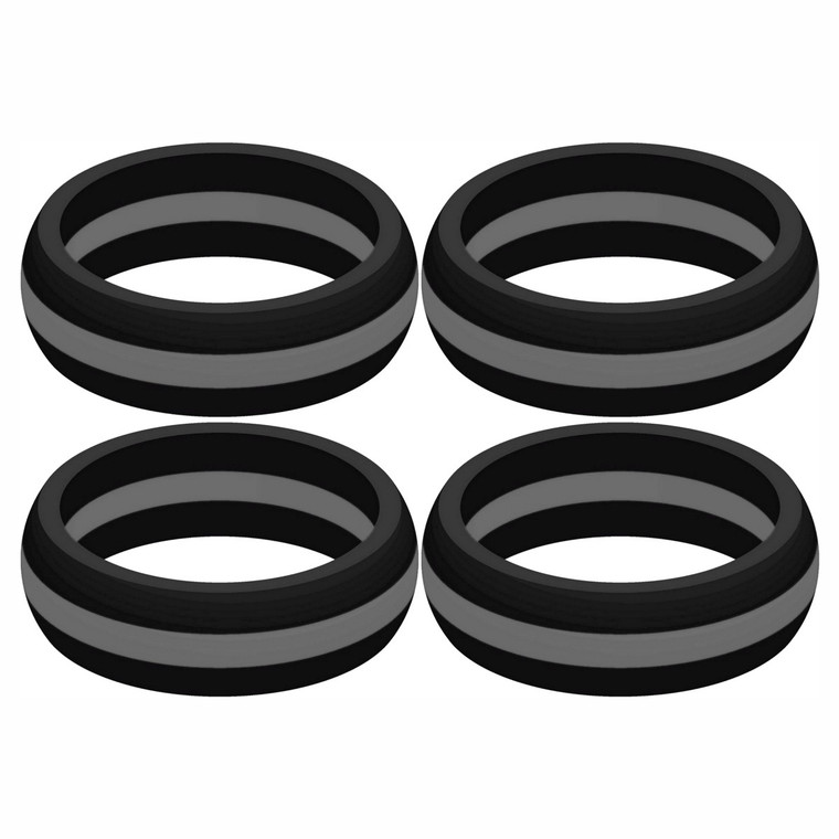 Four (4) of Thin Gray Line Silicone Rings