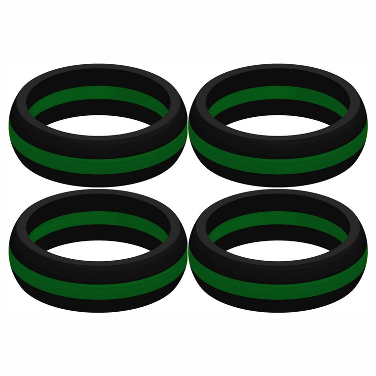 Four (4) of Thin Green Line Silicone Rings