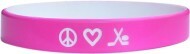 pink with white colored  text custom silicone wrist bands
