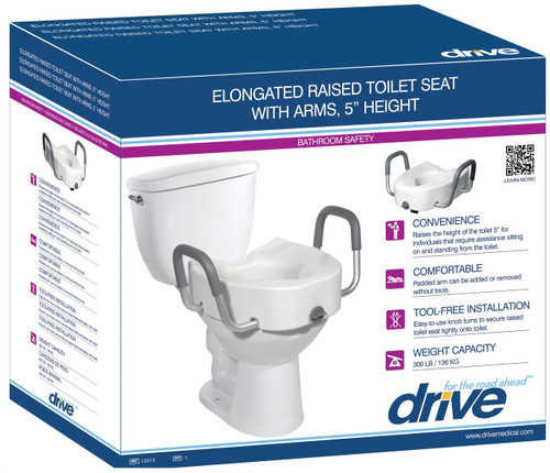 (10cm Height) - Drive Medical 12065 Raised Toilet Seat with Lid - 4 Inches