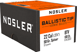 Nosler Ballistic Tip Varmint Bullets .22 Cal. 50 gr. Spitzer Point 50 pk. R557-1206453 Nosler Ballistic Tip Varmint Bullets .22 Cal. 50 gr. Spitzer Point 50 pk. R557-1206453