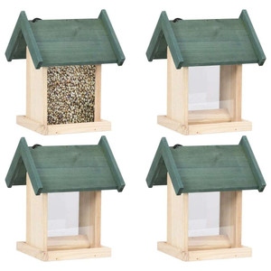 Bird Feeder Green, Natural Wood Firwood, PVC Medium Portable A949-47233 Bird Feeder Green, Natural Wood Firwood, PVC Medium Portable A949-47233
