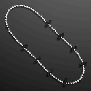 Black Mustache Beaded Silver and Black Necklace A706-A180 Black Mustache Beaded Silver and Black Necklace A706-A180